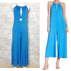 Go Couture NWOT Blue Palazzo Sleeveless Midi Jumpsuit Size Small